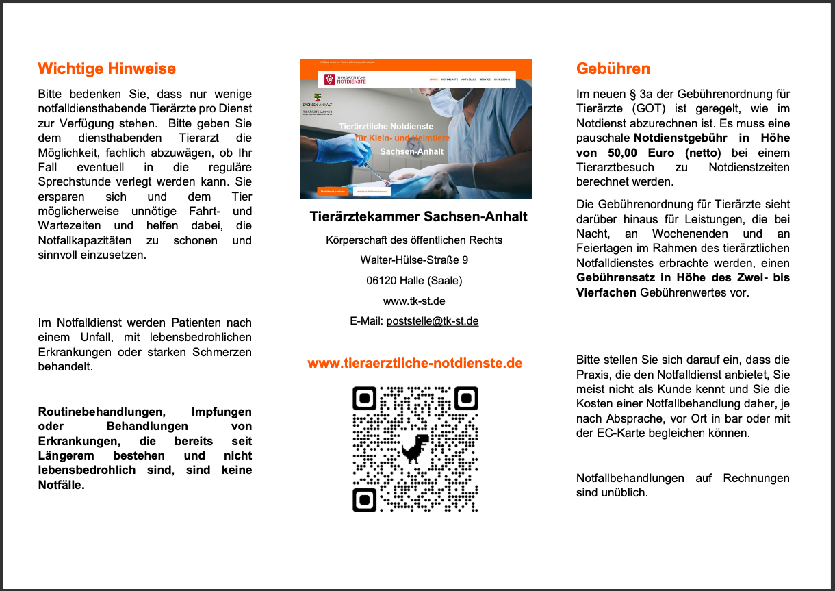 Flyer Notdienst; zum Vergrößern anklicken Flyer Notdienst; zum Vergrößern anklicken